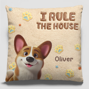 Custom Pillow - Personalized Birthday Gifts For Dog Cat Lovers, Dog Dad And Mom, Cat Owners - Pets Rule Humans Serve