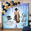 Custom Backdrop - Personalized Graduation Gifts For Him, Her - She Came, She Slayed, She Graduated