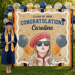 Custom Photo Backdrop - Personalized Graduation Gifts For Him, Her - Artsy Grad Era Unlocked