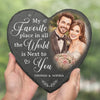 Custom Photo Heart Shaped Stone With Stand - Personalized Anniversary Wedding Gifts For Husband And Wife, Him And Her - Always Next To You