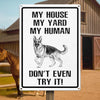 Custom Photo Home Decor Metal Sign - Personalized Birthday Gifts For Dog Cat Lovers, Dog Dad And Mom, Cat Owners - Home Sweet Fortress