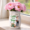 Custom Flower Vase With Ribbon - Personalized Birthday Garden Gifts For Gardeners - Gardener Of The Year