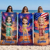 Custom Beach Towel - Personalized America 250th Anniversary, Summer Vacation And Travel Gifts For Best Friends, Family - Salty Air Sunny Days