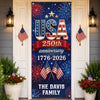 Custom Door Cover - Personalized America 250th Anniversary Gifts For Mom, Dad, Brother, Sister, Kids - Stars Stripes Proud Hearts