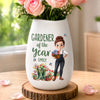 Custom Oval Ceramic Flower Vase - Personalized Birthday Garden Gifts For Gardeners - Garden Bloom Keeper
