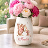 Custom Oval Ceramic Flower Vase - Personalized Best Friend Birthday Gifts For Women, Besties, Sisters, BFF - Butterflies Bloom Beautifully Daily