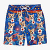 Custom Photo Tropical Hawaiian Aloha Men Beach Shorts - Personalized Summer Vacation And Travel Gifts For Dog Cat Lovers, Dog Dad And Mom, Cat Owners - Patriotic Pup Paradise