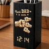 Custom Pen Holder With Clock - Personalized Father's Day Birthday Gifts For Dad, Grandpa, Husband - Dad’s Love Wins Every Time
