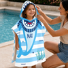 Custom Poncho Beach Towel - Personalized Summer Vacation And Travel Gifts For Women, Men, Kids - Beware Of Cute Shark Bites