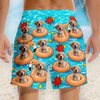 Custom Photo Tropical Hawaiian Aloha Men Beach Shorts - Personalized Summer Vacation And Travel Gifts For Dog Cat Lovers, Dog Dad And Mom, Cat Owners - Shades On, Furry Worries Gone