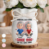 Custom Flower Vase With Ribbon - Personalized Anniversary Wedding Gifts For Husband And Wife, Him And Her - Forever Starts With You