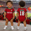 Custom Portugal World Football Baby Jersey Bodysuit - Personalized Baby Shower, Gender Reveal Gifts For New Moms, New Dads, Football Lovers - Future Soccer Legend