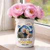 Custom Photo Flower Vase With Ribbon - Personalized Anniversary Wedding Gifts For Husband And Wife, Him And Her - Partners In Love And Wrinkles