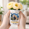Custom Photo Flower Vase With Ribbon - Personalized Anniversary Wedding Gifts For Husband And Wife, Him And Her - Partners In Love And Wrinkles