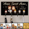 There Is No Place Happier Than Our Home - Personalized Key Hanger, Key Holder - Gift For Couples, Husband Wife