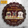 Welcome To Our House - Bark & Grill - Gift For Dog Lovers, Personalized Shaped Door Sign