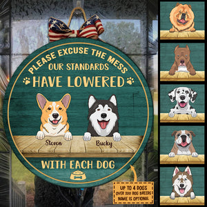 Please Excuse The Mess - Funny Personalized Dog Door Sign.