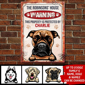 This Property Is Protected By - Funny Personalized Dog Metal Sign.