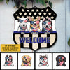 Welcome - Personalized Shield Dog Metal Sign