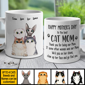 To The Best Cat Mom Thank You For Being Our Mom - Gift For Mother's Day - Personalized Mug.