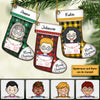 Happy Christmas With Kids - Personalized Custom Stocking Shaped Wood Christmas Ornament