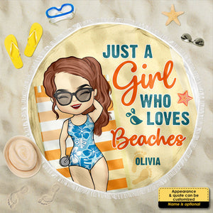 Good Times & Tan Lines - Personalized Round Beach Towel