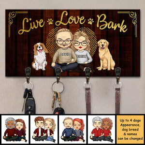 Live Love Bark - Personalized Key Hanger, Key Holder - Gift For Couples, Husband Wife