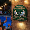 Custom Home Decor Wood Sign - Personalized Anniversary Wedding Gifts For Husband And Wife, Him And Her - Just A Couple, Pool & Patio Sipping Chilling