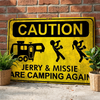 Camping Caution - Personalized Camping Metal Sign