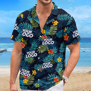Custom Photo Tropical Vibes Only - Company Logo Personalized Custom Unisex Tropical Hawaiian Aloha Shirt - Summer Vacation Gift, Gift For Coworker, Team Members