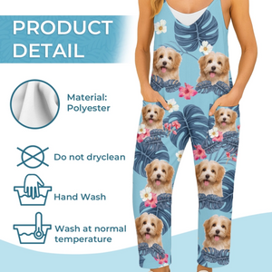 Combinaison décontractée et ample avec photo personnalisée - Cadeaux d'été personnalisés pour les amoureux des chiens et des chats, les papas et les mamans de chiens, et les propriétaires de chats - La vie est plus belle avec de la fourrure