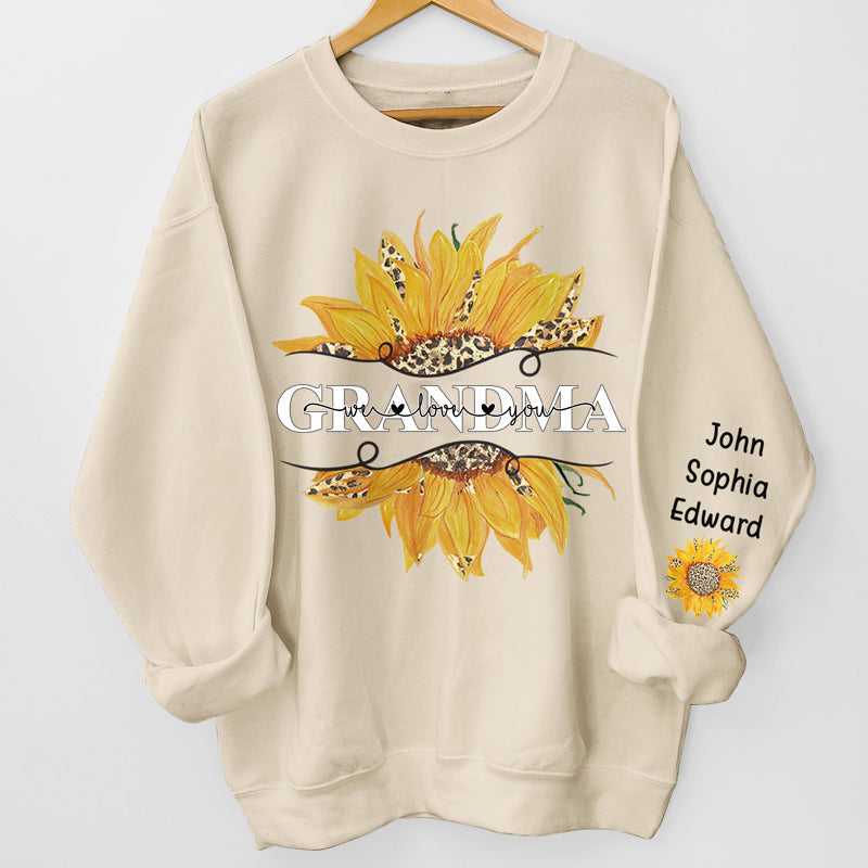Love My Grandma - Family Personalized Custom Unisex Sweatshirt With Design On Sleeve - Christmas Gift For Grandma