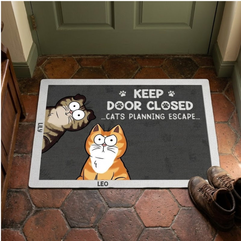 Don't Let The Cat Out No Matter What He Tells You - Cat Personalized Custom Home Decor Decorative Mat - House Warming Gift, Gift For Pet Owners, Pet Lovers