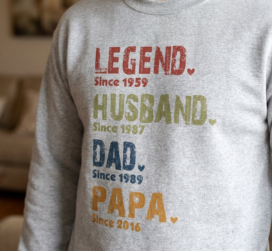 Custom Unisex T-shirt, Hoodie, Sweatshirt - Personalized Father's Day Birthday Gifts For Dad, Grandpa - Legend, Husband, Dad And Papa Since