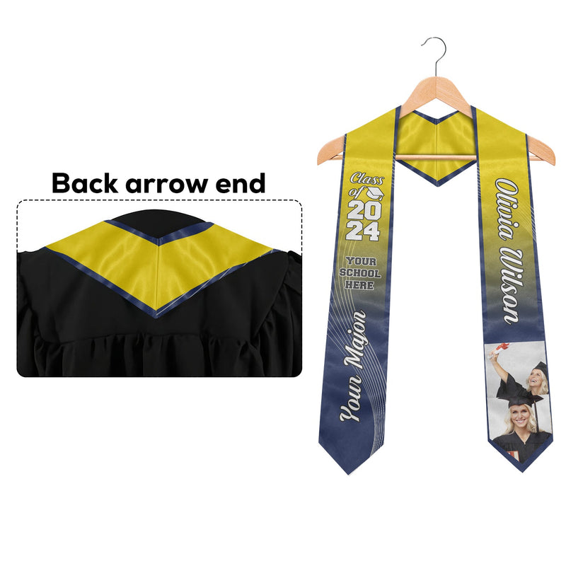 Proud Graduate Of The Class Of 2024 - Personalized Custom Graduation Stole - Upload Image, Graduation Gift