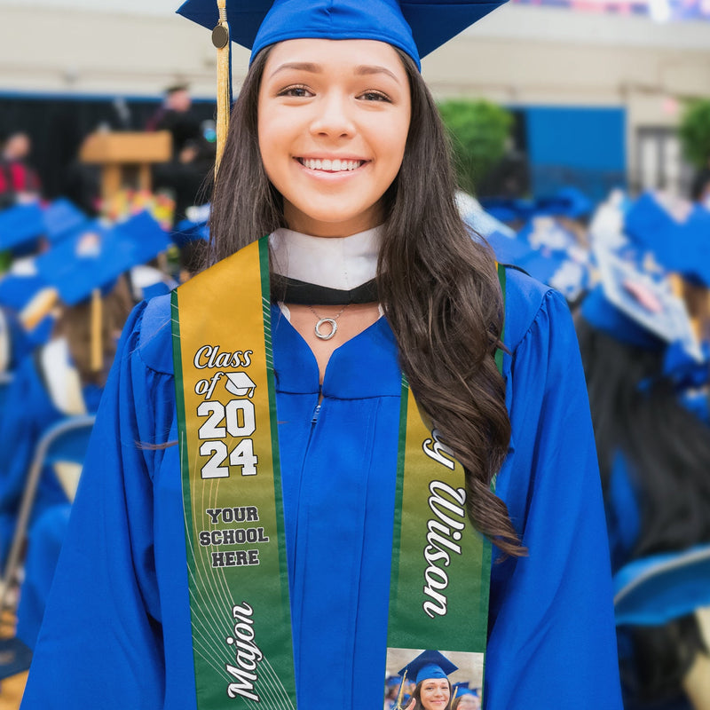 Proud Graduate Of The Class Of 2024 - Personalized Custom Graduation Stole - Upload Image, Graduation Gift