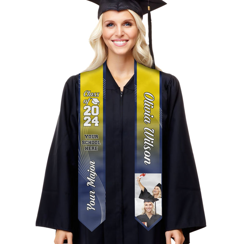 Proud Graduate Of The Class Of 2024 - Personalized Custom Graduation Stole - Upload Image, Graduation Gift