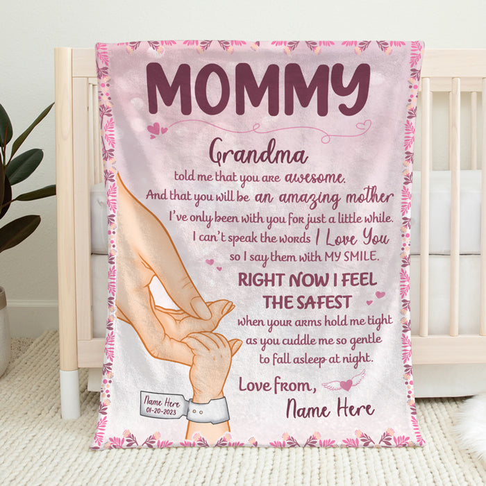 You Are Awesome Mommy - Family Personalized Custom Baby Blanket - Baby Shower Gift, Gift For First Mom