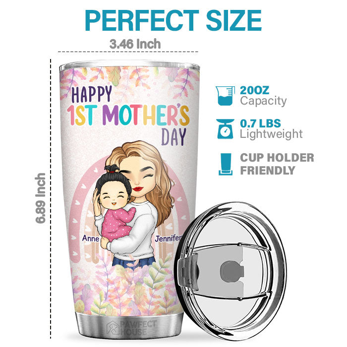 The World's Best Mom Belongs To Me - Family Personalized Custom Tumbler - Mother's Day, Birthday Gift For First Mom