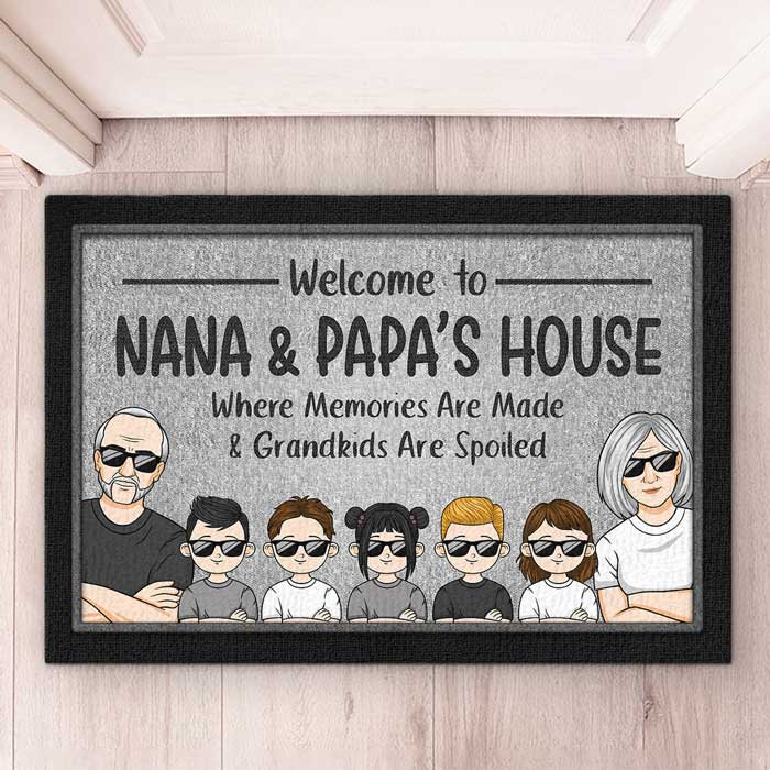 Welcome To Nana & Papa's House - Family Personalized Custom Decorative Mat - Gift For Family Members