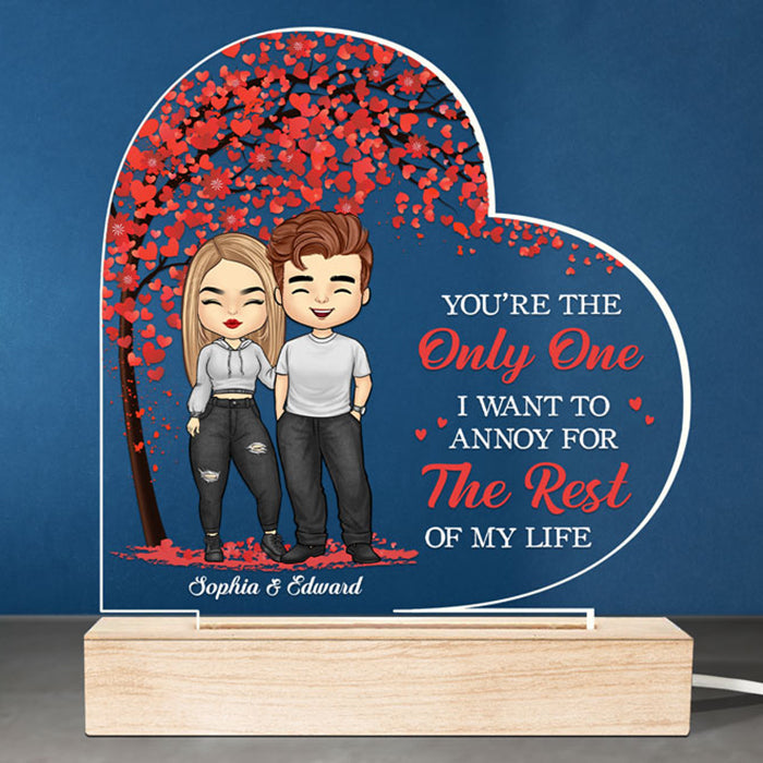 You’re The Only One - Couple Personalized Custom Heart Shaped 3D LED Light - Gift For Husband Wife, Anniversary