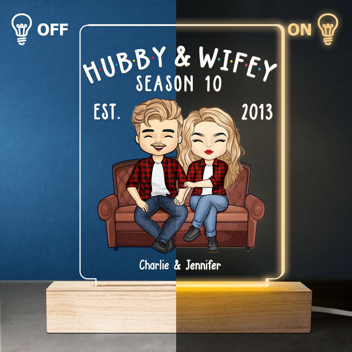 Hubby & Wifey Season - Couple Personalized Custom 3D LED Light - Gift For Husband Wife, Anniversary