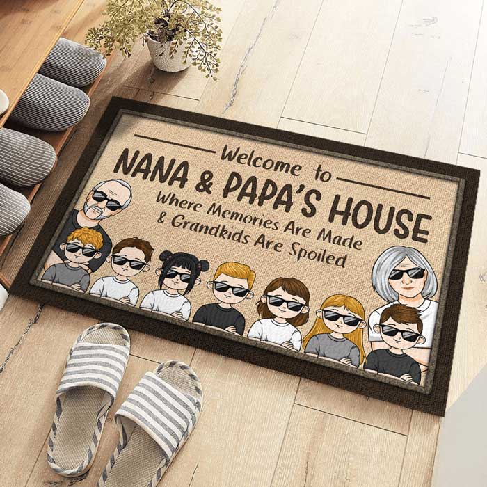Welcome To Nana & Papa's House - Family Personalized Custom Decorative Mat - Gift For Family Members