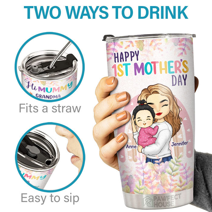 The World's Best Mom Belongs To Me - Family Personalized Custom Tumbler - Mother's Day, Birthday Gift For First Mom