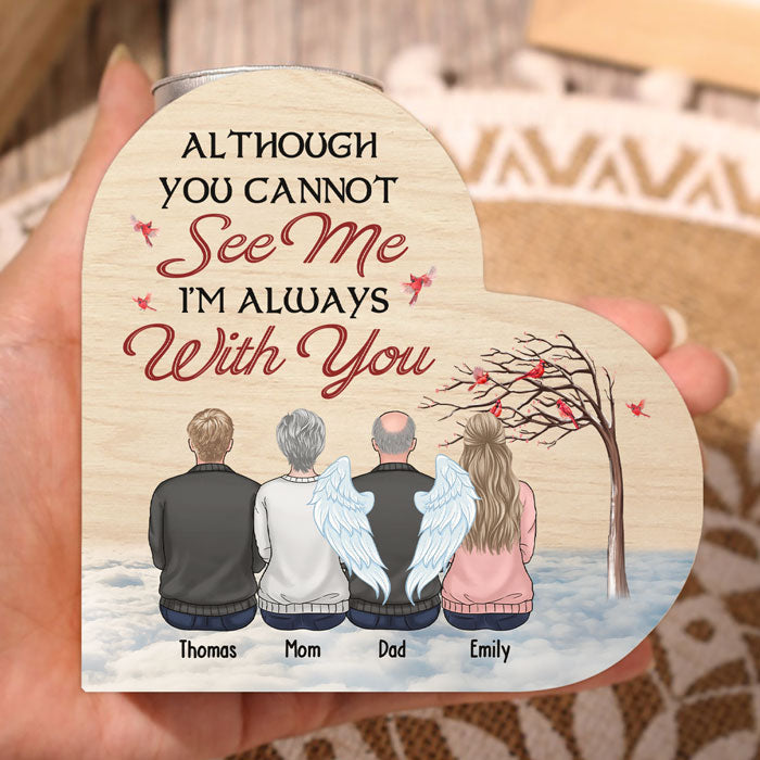 Always On Our Minds Forever In Our Hearts - Memorial Personalized Custom Heart Shaped Candle Holder - Sympathy Gift, Gift For Family Members