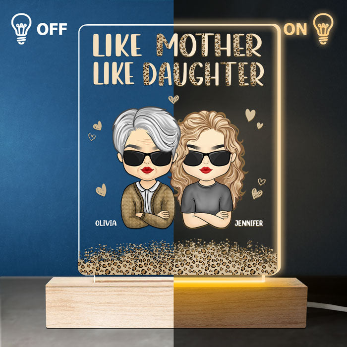 Wow, Like Mother Like Daughters - Family Personalized Custom Rectangle Shaped 3D LED Light - Mother's Day, Birthday Gift For Mom