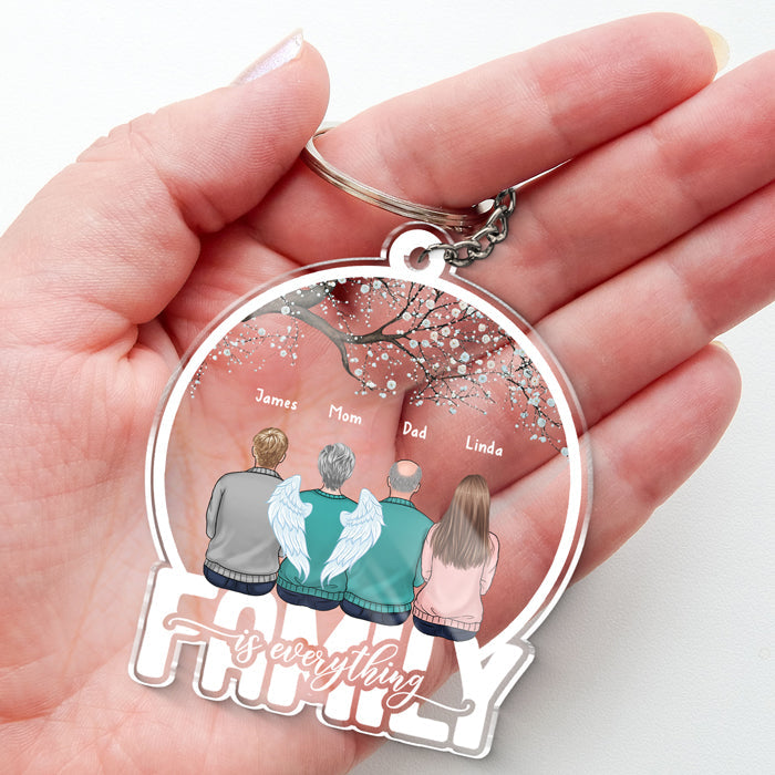 Family Is Everything - Family Personalized Custom Snow Globe Shaped Acrylic Keychain - Gift For Family Members