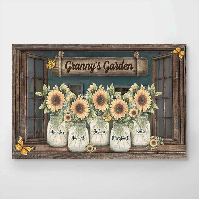 Grandma's Sunshine - Family Personalized Custom Horizontal Poster - Birthday Gift For Grandma