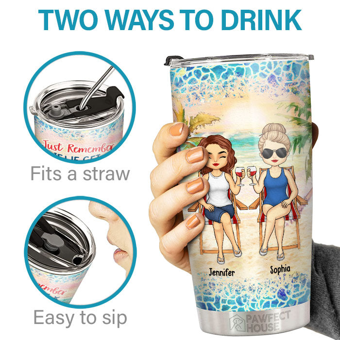 To The Beach And Back - Bestie Personalized Custom Tumbler - Gift For Best Friends, BFF, Sisters