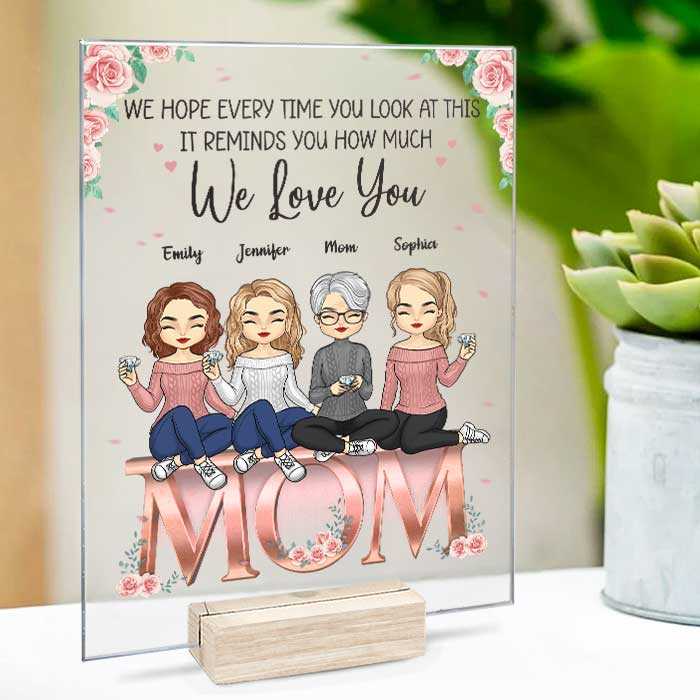 The Love Between Us Knows No Distance - Family Personalized Custom Acrylic Plaque - Mother's Day, Birthday Gift For Mom